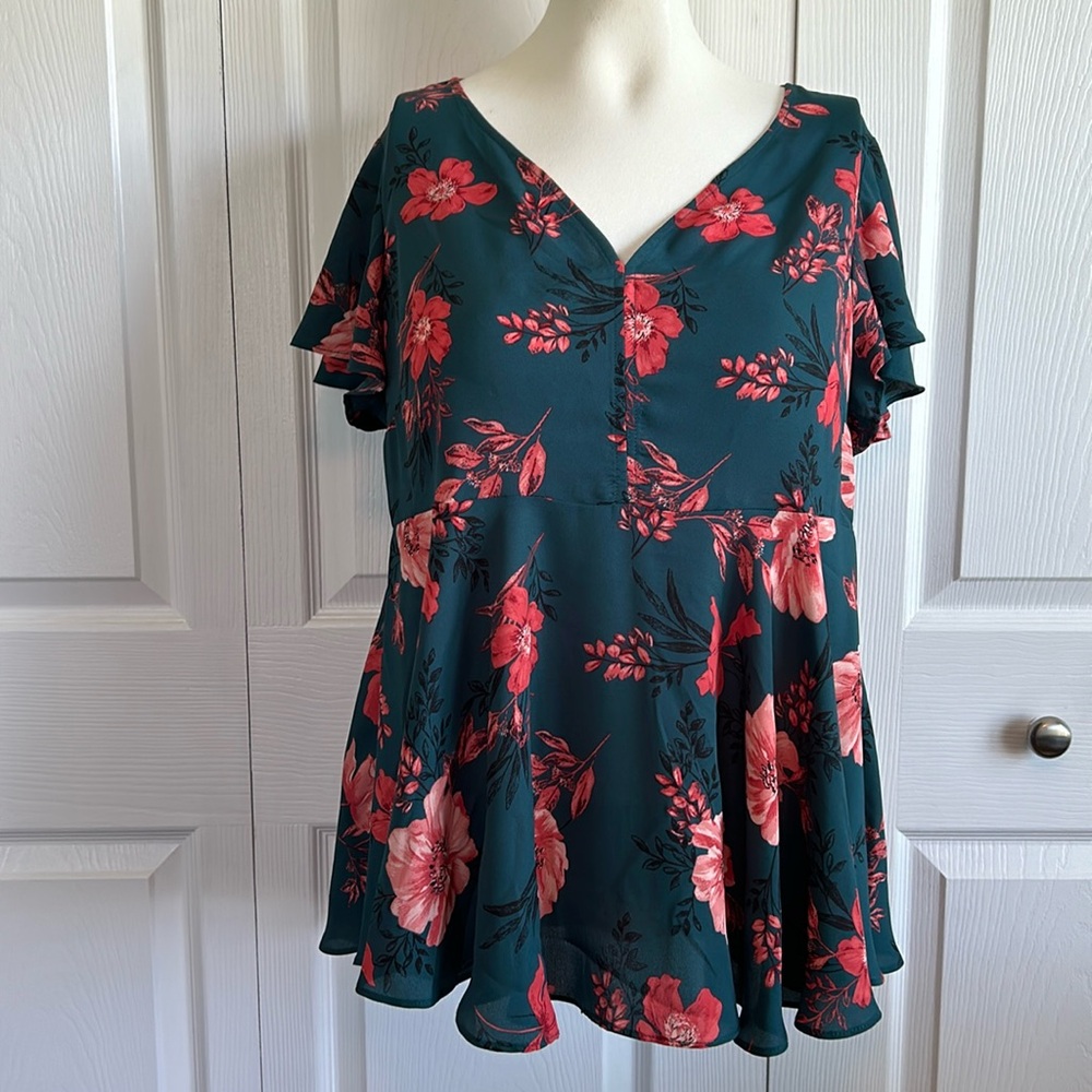 Torrid Floral Peplum Blouse